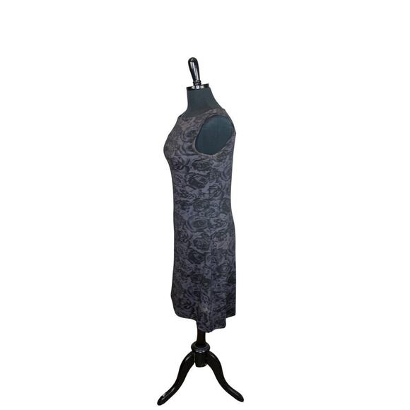 French Curve Sheath Tank Dress Black Rose Floral Print Resort Vacation - Picture 2 of 4